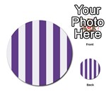 Vertical Stripes - White and Dark Lavender Violet Multi-purpose Cards (Round)