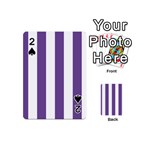 Vertical Stripes - White and Dark Lavender Violet Playing Cards 54 (Mini)