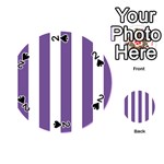 Vertical Stripes - White and Dark Lavender Violet Playing Cards 54 (Round)