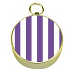 Vertical Stripes - White and Dark Lavender Violet Gold Compass