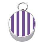 Vertical Stripes - White and Dark Lavender Violet Silver Compass (Mini)