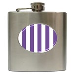 Vertical Stripes - White and Dark Lavender Violet Hip Flask (6 oz)