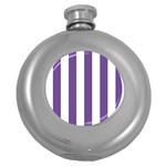 Vertical Stripes - White and Dark Lavender Violet Hip Flask (5 oz)