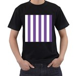 Vertical Stripes - White and Dark Lavender Violet Men s T-Shirt (Black)