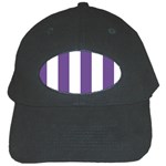 Vertical Stripes - White and Dark Lavender Violet Black Cap