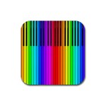 Rainbow Piano Keyboard  Rubber Coaster (Square)