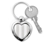 Vertical Stripes - White and Platinum Gray Key Chain (Heart)