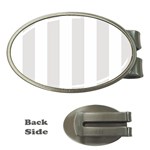 Vertical Stripes - White and Platinum Gray Money Clip (Oval)