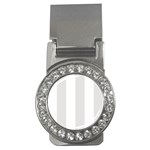 Vertical Stripes - White and Platinum Gray Money Clip (CZ)