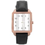 Vertical Stripes - White and Platinum Gray Rose Gold Leather Watch