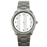 Vertical Stripes - White and Platinum Gray Sport Metal Watch