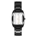 Vertical Stripes - White and Platinum Gray Stainless Steel Barrel Watch