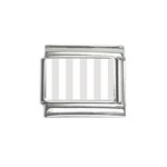 Vertical Stripes - White and Platinum Gray Italian Charm (9mm)