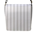 Vertical Stripes - White and Platinum Gray Flap Closure Messenger Bag (L)