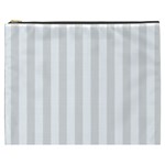 Vertical Stripes - White and Platinum Gray Cosmetic Bag (XXXL)