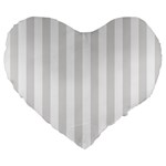 Vertical Stripes - White and Platinum Gray Large 19  Premium Flano Heart Shape Cushion
