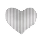 Vertical Stripes - White and Platinum Gray Standard 16  Premium Flano Heart Shape Cushion