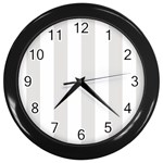Vertical Stripes - White and Platinum Gray Wall Clock (Black)