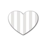 Vertical Stripes - White and Platinum Gray Rubber Coaster (Heart)