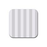 Vertical Stripes - White and Platinum Gray Rubber Coaster (Square)
