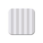 Vertical Stripes - White and Platinum Gray Rubber Square Coaster (4 pack)