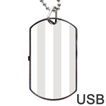 Vertical Stripes - White and Platinum Gray Dog Tag USB Flash (One Side)