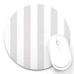 Vertical Stripes - White and Platinum Gray Round Mousepad