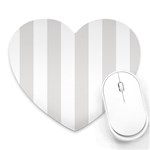 Vertical Stripes - White and Platinum Gray Heart Mousepad