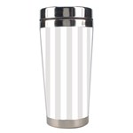 Vertical Stripes - White and Platinum Gray Stainless Steel Travel Tumbler