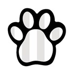 Vertical Stripes - White and Platinum Gray Magnet (Paw Print)