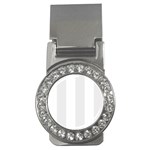 Vertical Stripes - White and Pale Gray Money Clip (CZ)