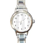 Vertical Stripes - White and Pale Gray Round Italian Charm Watch