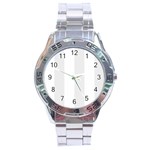 Vertical Stripes - White and Pale Gray Stainless Steel Analogue Watch