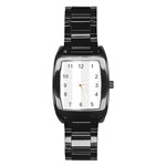 Vertical Stripes - White and Pale Gray Stainless Steel Barrel Watch
