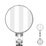 Vertical Stripes - White and Pale Gray Stainless Steel Nurses Watch