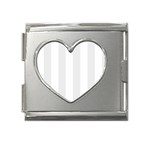 Vertical Stripes - White and Pale Gray Mega Link Heart Italian Charm (18mm)