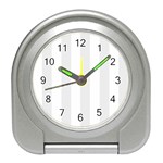 Vertical Stripes - White and Pale Gray Desk Alarm Clock