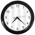 Vertical Stripes - White and Pale Gray Wall Clock (Black)