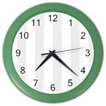 Vertical Stripes - White and Pale Gray Color Wall Clock