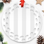 Vertical Stripes - White and Pale Gray Ornament (Round Filigree)