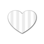 Vertical Stripes - White and Pale Gray Heart Coaster (4 pack)