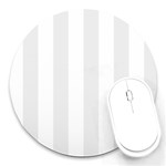 Vertical Stripes - White and Pale Gray Round Mousepad