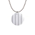 Vertical Stripes - White and Gainsboro Gray 1  Button Necklace