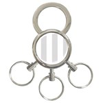 Vertical Stripes - White and Gainsboro Gray 3-Ring Key Chain