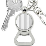 Vertical Stripes - White and Gainsboro Gray Bottle Opener Key Chain