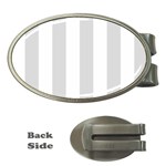 Vertical Stripes - White and Gainsboro Gray Money Clip (Oval)