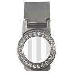 Vertical Stripes - White and Gainsboro Gray Money Clip (CZ)