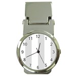 Vertical Stripes - White and Gainsboro Gray Money Clip Watch
