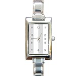 Vertical Stripes - White and Gainsboro Gray Rectangle Italian Charm Watch