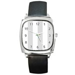 Vertical Stripes - White and Gainsboro Gray Square Metal Watch
